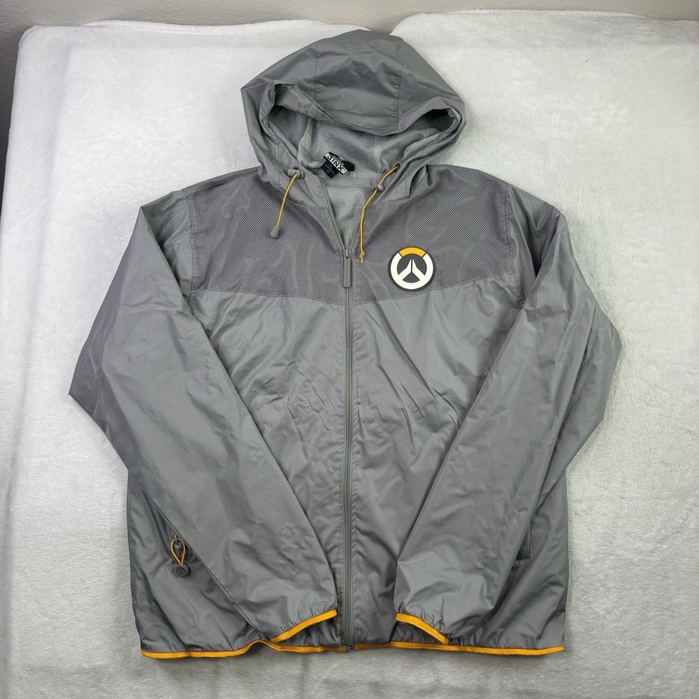 Jinx Overwatch Full Zip Long Sleeve Grey Jacket Windbreaker Men's 2XL